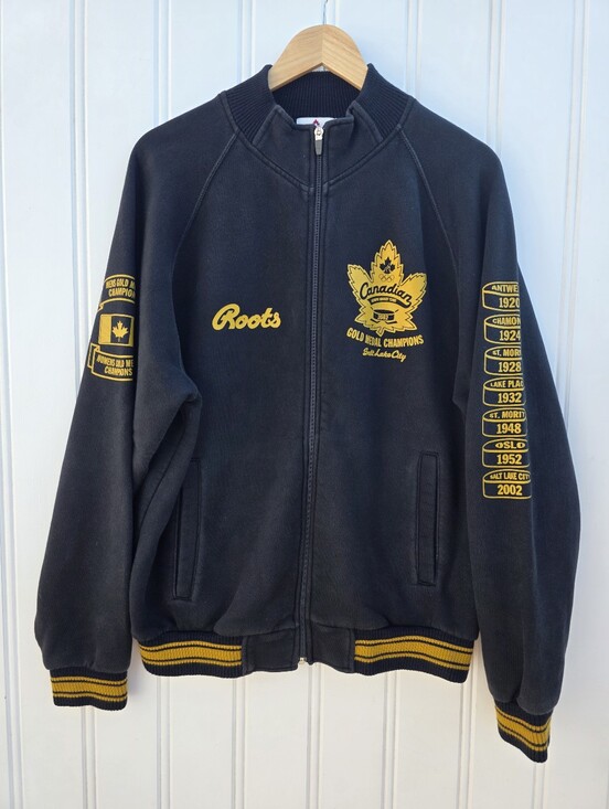 Roots Jackets & Blazers - Vintage Roots Canada Salt Lake City Winter Olympics Hockey Zip Up Sweater Large